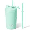 Fimibuke Kids & Toddler Cups, 10 OZ Spill Proof Straw Cups for Toddlers, Leak-Proof Kids Insulated Tumblers with Screw-On Lid & Silicone Straws with Stopper, Stainless Steel Sippy Cup for Girls Boys