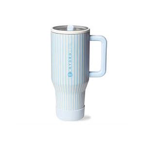 HydroJug Traveler - 40 oz Water Bottle with Handle & Flip Straw - Fits in Cup Holder, Leak Resistant Tumbler-Reusable Insulated Stainless Steel & Rubber Base - Gifts for Women & Men, Cape Cod