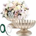 2 Pcs Metal Compote Bowl for Centerpiece Flower Holder Small Compote Vase Decorative Indoor Outdoor Flowers Fruits Plant for Valentine's Day Wedding Home Party Decoration (Silver)