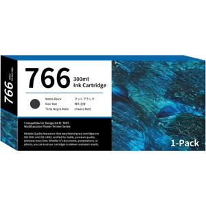 766 Matte Black Ink Cartridge 300-ml P2V92A 3ED57A 766 MK Ink Replacement for HP 766 Ink Cartridge for DesignJet XL 3600 Series Printer Ink 1-Pack