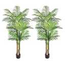 6ft Tall Triple Golden Cane Palm Artificial Tree Large Tropical Palm Tree UV Resistant Fake Plant in Pot for Indoor Outdoor Big House Living Room Outside Patio Office Home Decor (Set of 2)
