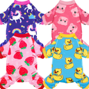 4 Pack Dog Pajamas Soft Lightweight Dog Recovery Suit Onesie Clothes for Small Medium Female Boys Girls Dogs Cats (M (Back: 12",Chest: 16", Neck:10.2"), Unicorn,Pig,Strawberry,Duck)