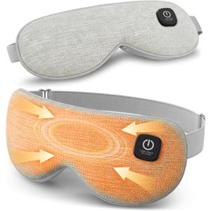 Cordless Heated Eye Mask with 1500mAh Large Battery, 4 Heat Levels & 100% Blackout for Dry Eyes Relief, Fast Heating Eye Heating Pad with 2 Washable Covers for Sleep, Travel, MGD, Blepharitis
