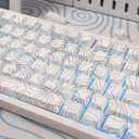 Sumgsn 131 Keys White Topographic Keycaps PBT Dye Sub Side Printed Custom keycaps 75 Percent Cherry Profile Fit for Mechanical Keyboard Cherry Mx Switches