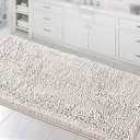 H.VERSAILTEX Bathroom Rugs Bath Mats Non Slip Chenille Bathroom Runner Rug 24x60Extra Soft and Absorbent Shaggy Rugs Washable Dry Fast Plush Area Carpet Mats for Bath Room, Tub - Ivory