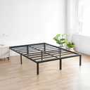 Olee Sleep 18 Inch Heavy Duty Steel Slat Anti-Slip Support, Easy Assembly Platform Bed Frame, Noise Free Steel Mattress Foundation, Maximum Storage, No Box Spring Needed, Black, King Size (King)