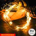 2 x BLUEYE 16FT 100LEDs Rechargeable Fairy Lights,Remote Control,3 Off Timers,Detachable Battery Operated,Tangle-Free Camping String Light,Twinkle for Christmas,Party,Wedding(Cool+Warm White,1Pack)