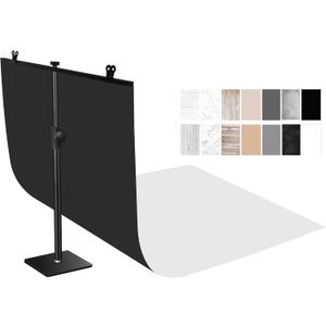 Photo Backdrop Kit, Double-Sided Paper Background with Stand, 22x34 Inch, 14 Colors, for Product Food Photography, Studio Tabletop Props (wood)