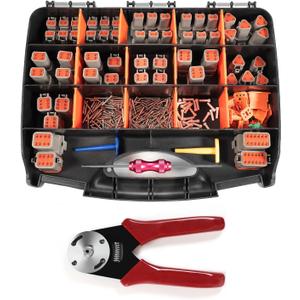 366PCS 28Kits DT Connector Kit, 2 3 4 6 8 12 Pin DT Connectors, DT Crimping Tool, Terminal Removal Tool, Waterproof Automotive Electrical Wire Connector, Size 16 Solid Contacts 16-20AWG