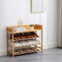 Bamboo Shoe Rack Organizer, 4 Tier Shoe Shelf Storage Organizer, for Entryway, Hallway, and Closet (Nature-31.5)