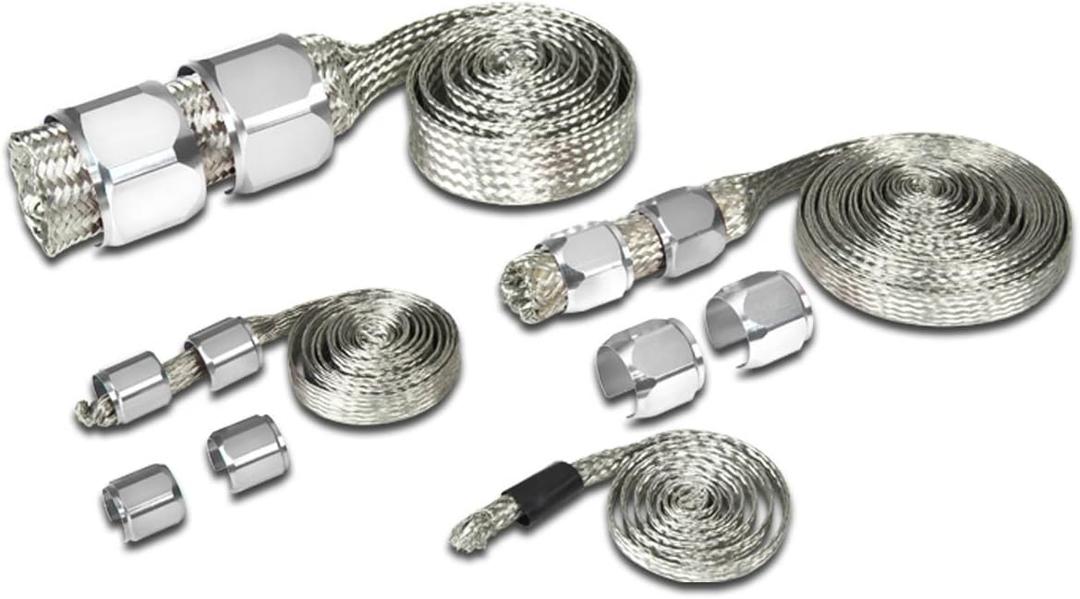 Auto Dynasty Universal Stainless Steel Braided Dress-Up Hose Cover Kit (Silver)