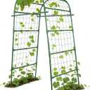 Garden Arch Trellis for Climbing Plants Outdoor, 7 Ft Tall Cucumber Trellis for Raised Bed, Metal Archway Arbor Trellis Support for Vegetables Beans Squash Peas Grape Vines Flowers