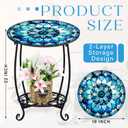 Cinnvoice Outdoor Side Table Round Small Mosaic Patio Accent Indoor End Plant Coffee Tea Table for Yard Patio Porch Garden Living Room, Bedroom(Mandala Style2,18 Inch)
