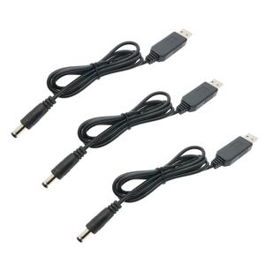 HiLetgo 3pcs USB to DC Convert Cable 5V to 12V Voltage Step-Up Cable Max Power 10W 5.5x2.1mm DC Connect Male 1M