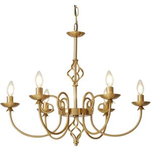 Modern Gold Chandelier for Dining Room 6 Lights Candle Chandelier Light Fixtures 26" Hanging Pendant Light Rustic Industria Chandeliers for Farmhouse Living Room Bedroom Foyer Entryway