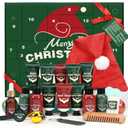 Advent Beauty Calendar for Adults 2025 Rinse & Robust Beard Care Kit Christmas Gifts for Men Skincare Beauty Advent Calendar for Men Christmas 24 Days Countdown Calendar Beard Care Grooming (Green)