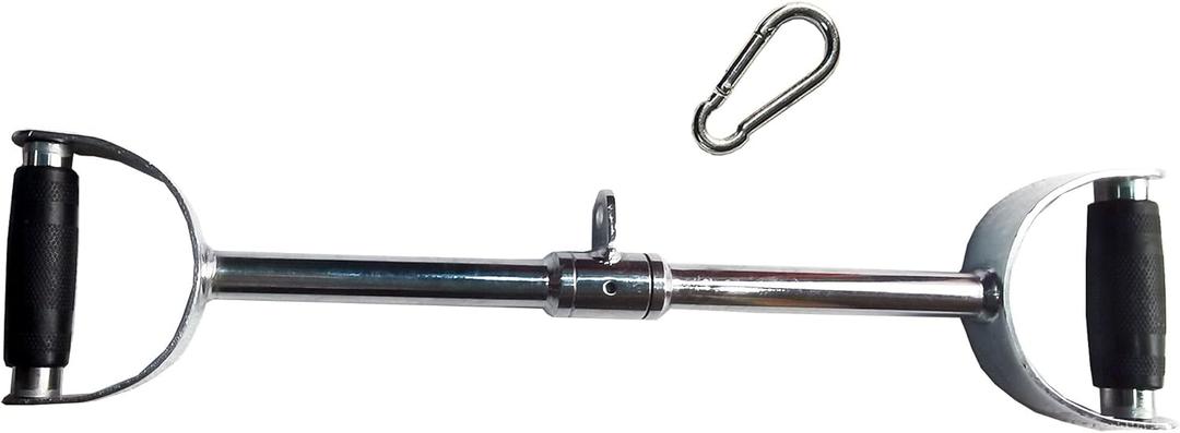 qibylift Wide Grip Lat Pull Down Bar Cable Attachment LAT Pull Down Bar Press Down Machine Attachments V-Shaped Bars with Rubber Handgrips & Revolving Hanger (24 Inch)