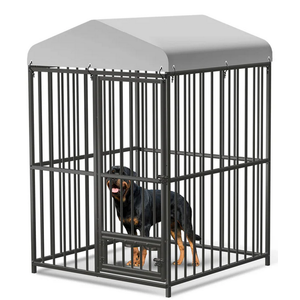 Garvee 4x4x6ft Outdoor Dog Kennel, Heavy Duty Dog Cage with Waterproof Roof, Dog Kennel Galvanized Iron Dog House with Safety Locks, UV & Water Resistant Proof Cover, for Garden Backyard