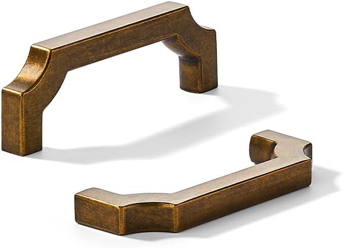 khtumeware 10-Pack 3 Inch Square Antique Brass Cabinet Pulls, Solid Zinc Alloy Heavy-Duty Handles for Kitchen/Bathroom Cabinets, Drawers & Cupboards (3 Inch Center to Center)