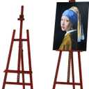 VISWIN Adjustable Height Display Easel 57" to 76", Holds Canvas up to 43", Holds 22 lbs, Beech Wood Art Easel for Painting, Easy to Assemble Floor Wooden Easel Stand for Adults, Beginners - Walnut (Basic A-frame Easel)