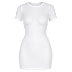 Sexy Sheer Mesh Cover Up Dress for Swimwear Women Short Sleeve See Through High Split Beach Dress, Large 
