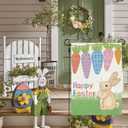 5 x Happy Easter Garden Flag Double Sided, Colorful Carrots and Rabbit Yard Flag, Farmhouse Outdoor Decorations Spring Holiday Decor 12x18 Inch