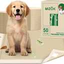 MIZOK Puppy Pads Small 22x22 Pee Pads for Dogs Bamboo Odor Eliminating & 6-Layer Absorbent Leak-Proof Dog Pee Pads Potty Training with Adhesive Tabs, Disposable (50 Counts)