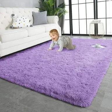 TWINNIS Large Area Rugs for Living Room Bedroom, 6x9 Feet, Super Soft Indoor Thickened Memory-Foam Carpets Easy-Cleaning, Modern Aesthetic Comfy Rug for Kids Room Home Decor, Tie-Dyed Purple