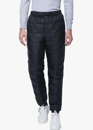 Down Pants, Men's Winter Warm Loose Utility Puffer Pants, Outdoor Insulation Compression Ski Snow Pants - Small
