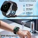 Smart Watch for Women Men, 1.85" HD Fitness Watch with 120 Sports Modes, 5.3 Bluetooth Call, 250+ Custom Dials, Heart Rate/Sleep Monitor Fitness Tracker, IP68 Waterproof Smartwatch for Android iOS (Black)