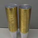 Sliner 50 Pcs Hard Plastic Cups Double Rimmed Plastic Cups Heavy Duty Fancy Wine Glasses for Holiday Christmas New Year Winter Birthday Party Supplies(16 Oz,Gold)