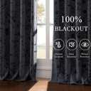 ChrisDowa 100% Blackout Floral Curtains 63 Inches Long 2 Panels for Bedroom Living Room Navy Blue Flower Patterned Room Darkening Thermal Insulated Soundproof Grommet Window Treatments Drapes, 52X63