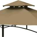 Grill Gazebo Replacement Canopy Top Cover 58 Double Tiered BBQ Roof ONLY FIT for Gazebo Model L-GG001PST-F (Khaki)