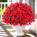 Yastouay 8 Bundles Artificial Flowers for Outdoors, Realistic Bougainvillea Fake Flowers for Outside, UV Resistant Silk Outdoor Faux Plants for Porch Patio Planter Front Door Garden Decor(Red)
