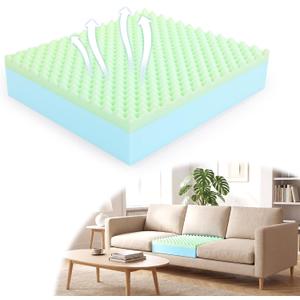 BALAPET Egg Shaped FoamCouch Cushion Replacement, Dual-Layer High Density Support Foam Pad, Breathable Pressure Relief Seat Cushion, Cuttable DIY for Sofa, Chair, Wheelchair(27×24×6in)