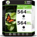 564XL Black Ink Cartridges Compatible for HP564xl for HP 564 XL Printer Ink 564 Black Ink 564 Work with DeskJet 3520 3525 OfficeJet 4620 PhotoSmart B8550 C6350 D5460 D7560 5510 7515 Printer(2 Pack)