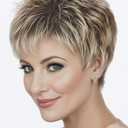 SEVENCOLORS Short Pixie Cut Wigs for White Women Mixed Blonde Short Wigs with Brown Roots Synthetic Natural Hair Wigs for Women
