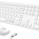 seenda Wireless Keyboard and Mouse, USB & Type C 2-in-1 Receiver, Full Size White Wireless Keyboard Mouse Combo, Compatible for Windows 7/8/10/11, MacBook Pro/Air, Laptop, Desktop, PC - White