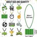 24 Pcs Soccer Ball Bead Necklaces with Pendant Green Black Gold Silver Sports Soccer Stuff Party Paper Pendant Accessories for Soccer-Themed DIY Crafts And Fan Accessories