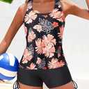 Yonique 3 Piece Womens Tankini Swimsuits with Shorts Athletic Bathing Suits Tank Tops with Bra and Boyshorts 18 W