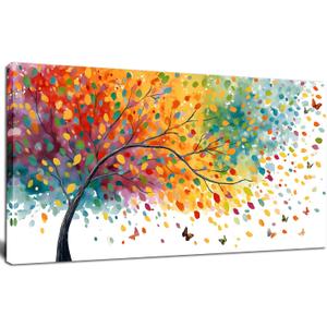 Trogonup Tree of Life Wall Art for Living Room Colorful Butterfly Canvas Prints Landscape Artwork for Bedroom Office Ready to Hang 20"x40"