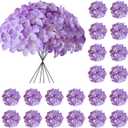 Hydrangea Artificial Flowers, 20 Pcs Purple Hydrangea Artificial Flowers Bulk, Faux Hydrangea Flowers for Outdoor, Fake Silk Hydrangea Flowers with Stems for Wedding Decoration Decor