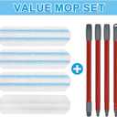Mop Replacement Pads for Ocedar H2prO Flat Mop System, Mop Handle Mop Refills for O-Cedar H2pro Flat Mop System, Include 4 Pack Mop Pads and 4-Section Mop Handle for Ocedar H2 Pro Mop