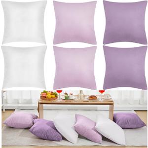 Berlune 6 Pcs Velvet Throw Pillow Covers 18" x 18" Decorative Cushion Cases Soft Pillowcase for Graduation Coquette Party Accessories Couch Sofa Bed Chair Home Decor, No Inserts (Purple Series)