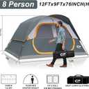CAMPROS CP Tent 8 Person Camping Tents, Waterproof Windproof Family Dome Tent with Rainfly, Large Mesh Windows, Wider Door, Easy Setup, Portable with Carry Bag (Gray)