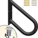 Handrails for Outdoor Step Black Safe Grab Bar Railing U Shaped Pipe Metal Handrail Hand Railing Stair Indoor or Outdoor Stair Hand Railing Wall-Mount Used Walls for Garage Porch Patio Garden Entrance (12.7*15.7*1pack)