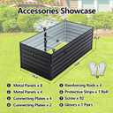Thanaddo Galvanized Raised Garden Bed 6x3x2ft Outdoor Planter Box Galvanized Steel Garden Bed Kit for Vegetables, Flowers, Herbs and Succulents Black