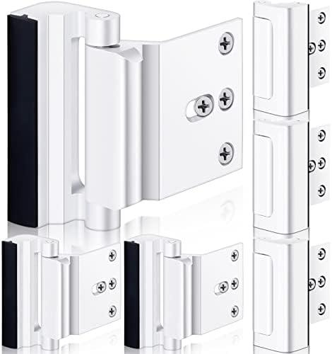 3 Pack Home Security Door Lock Reinforcement with 48 Pcs Screws Child Proof Door Locks for Inside Upgrade Lock to Defend Your Home(White)