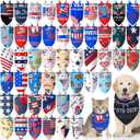 Huhumy 50 Pcs 4th of July Dog Bandanas 250th Anniversary Pet Bandanas Bulk Independence Day Triangle Pet Bibs Scarf for Medium Large Dog 4th of July 250th Festival Costume