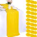 10 Pack Lemon Yellow Table Runner 10ft Cheesecloth Table Runner 120 Inch Gauze Boho Rustic Sheer Cheese Cloth for Banquet Picnic Baby Shower Party Wedding Holiday Dcor